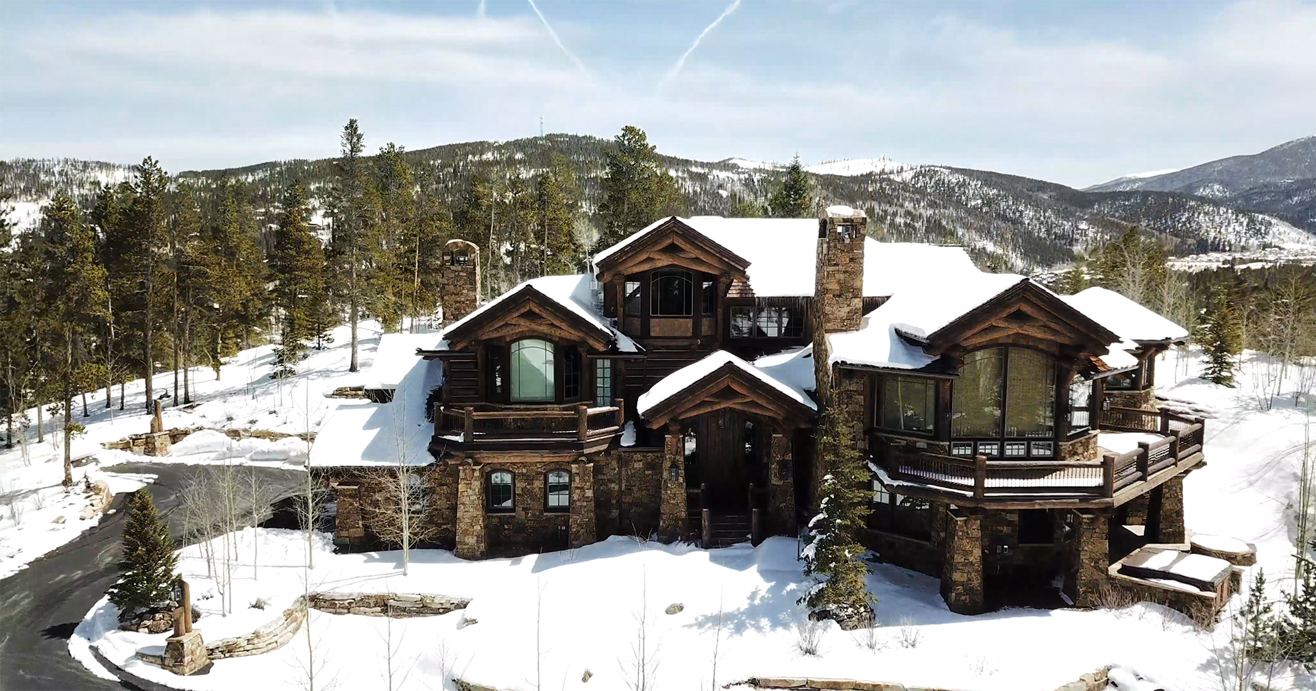 Drone shot of custom Colorado home